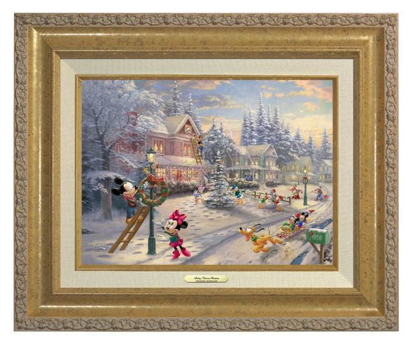 Thomas Kinkade 9" x 12" Framed Canvas Classics:"Disney Mickey's Victorian Christmas"