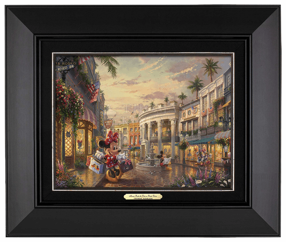 Thomas Kinkade 9" x 12" Framed Canvas Classics:"Disney Minnie Rocks the Dots on Rodeo Drive"