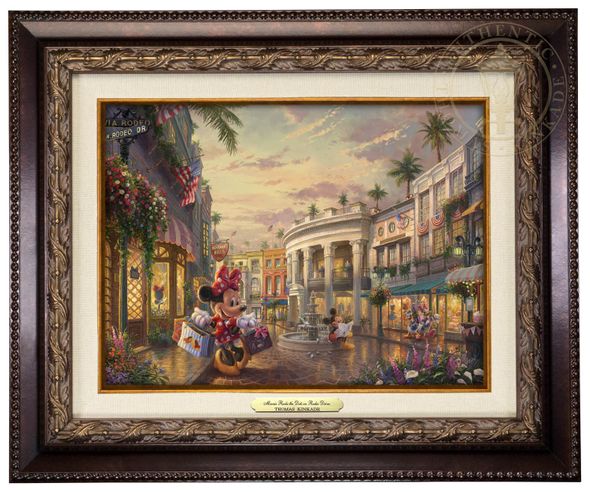 Thomas Kinkade 9" x 12" Framed Canvas Classics:"Disney Minnie Rocks the Dots on Rodeo Drive"