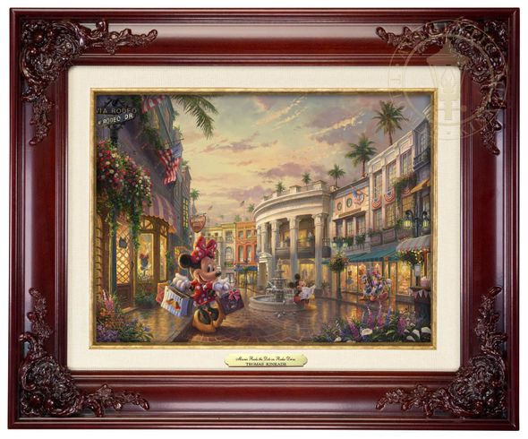 Thomas Kinkade 9" x 12" Framed Canvas Classics:"Disney Minnie Rocks the Dots on Rodeo Drive"