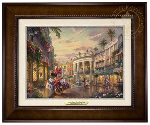 Thomas Kinkade 9" x 12" Framed Canvas Classics:"Disney Minnie Rocks the Dots on Rodeo Drive"