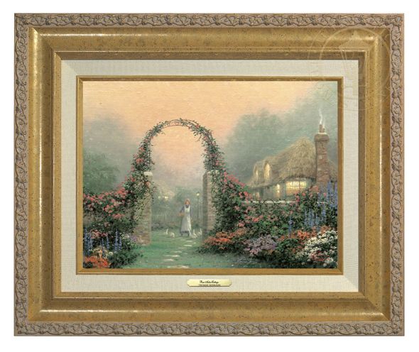 Thomas Kinkade 9" x 12" Framed Canvas Classics:"The Rose Arbor Cottage"