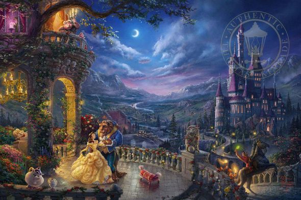 Thomas Kinkade Disney Limited Edition:"Beauty and the Beast Dancing in the Moonlight"