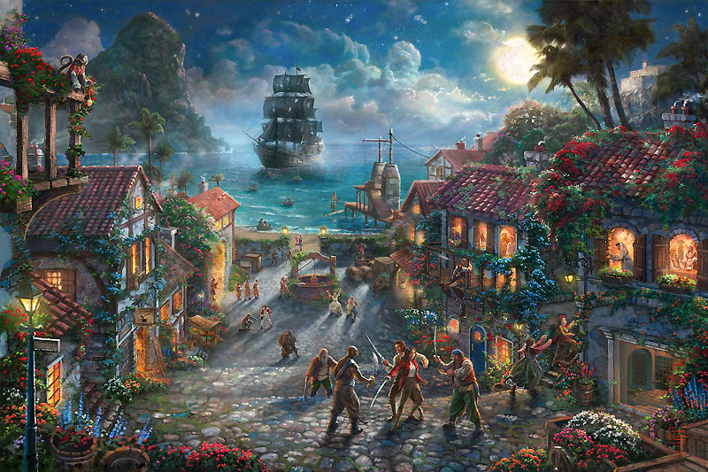 Thomas Kinkade Disney Limited Edition Giclee:"Pirates of the Caribbean - The Curse of the Black Pearl"