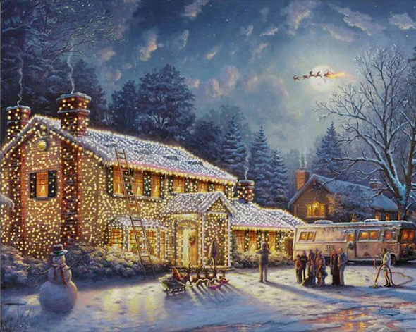 Thomas Kinkade 24x30 Gallery Wrapped Canvas:"National Lampoon's Chirstmas Vacation�"