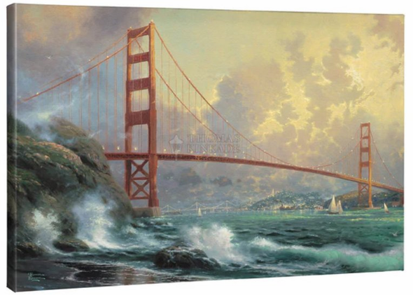 Thomas Kinkade 24x36 Gallery Wrapped Canvas: "San Fransisco, Golden Gate Bridge"