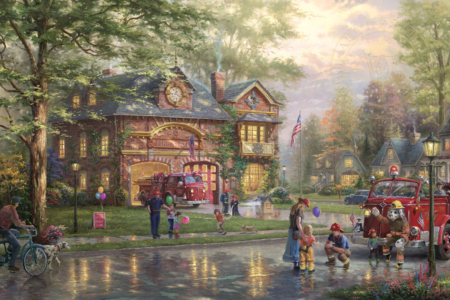 Thomas Kinkade Limited Edition Giclee on Paper and Canvas:"Hometown Firehouse"