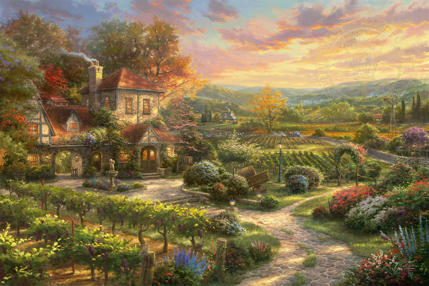 Thomas Kinkade Limited Edition Giclee on Paper and Canvas:"Wine Country Living"