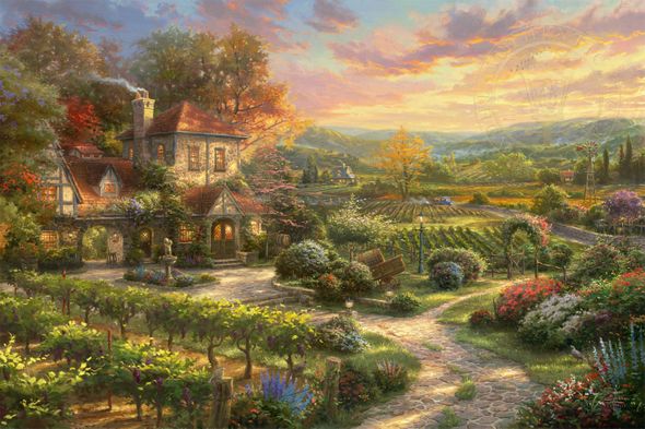 Thomas Kinkade Limited Edition Giclee on Paper and Canvas:"Wine Country Living"