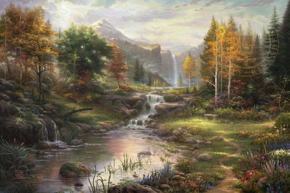 Thomas Kinkade Limited Edition Giclee Print and Hand Embellished Canvas:"Reflections of Family"