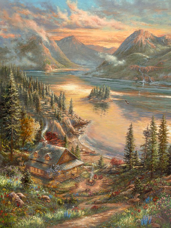 Thomas Kinkade Limited Edition Fine Art Giclee:"Lakeside Splendor"