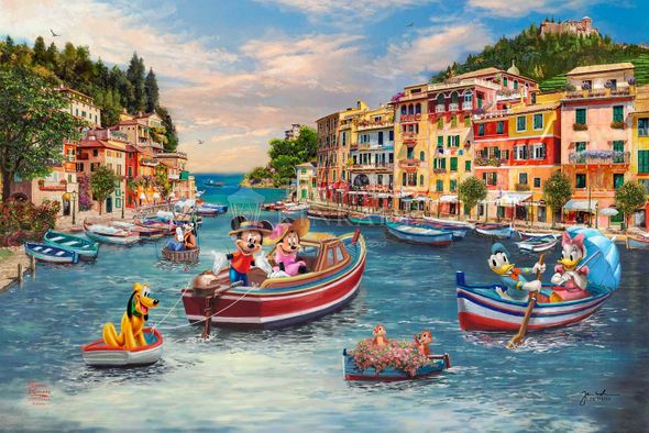 Thomas Kinkade Studios® Limited Edition Giclee:" Disney Mickey and Minnie in Italy"
