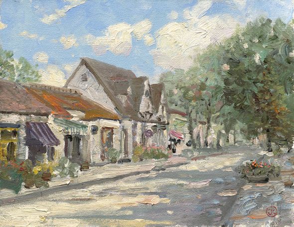 Thomas Kinkadeｮ Limited Edition Plen Air Canvas:"Dolores Avenue, Carmel"