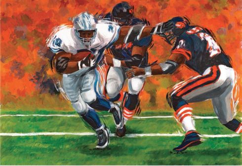 Scott Smith Limited Edition Canvas Giclee:"Barry Sanders"