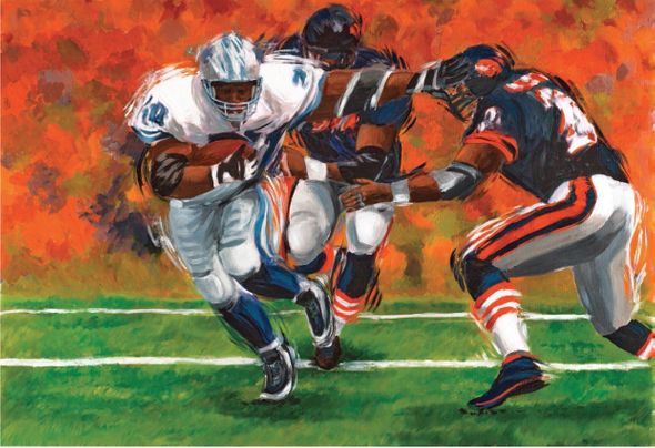 Scott Smith Limited Edition Canvas Giclee:"Barry Sanders"