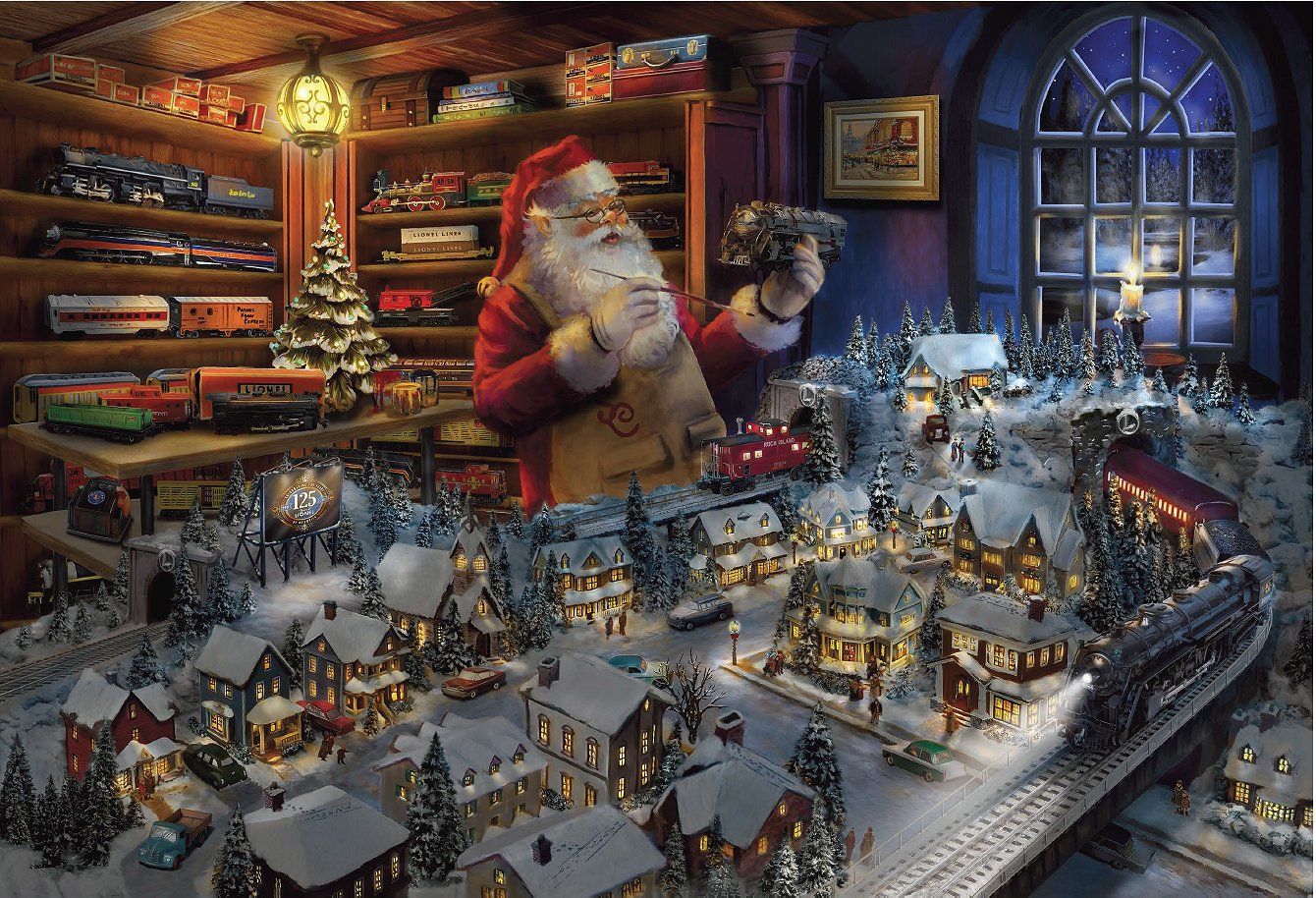 Thomas Kinkade Studios Limited Edition Giclee:"Santa’s Final Touch, A Lionel Legacy"
