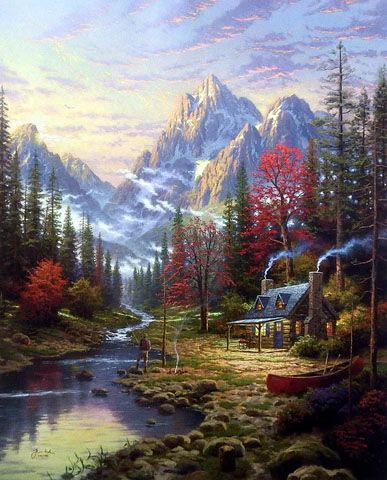 Thomas Kinkade Print-Signed and Numbered:"The Good Life - 24"x30" Signed/Numbered"