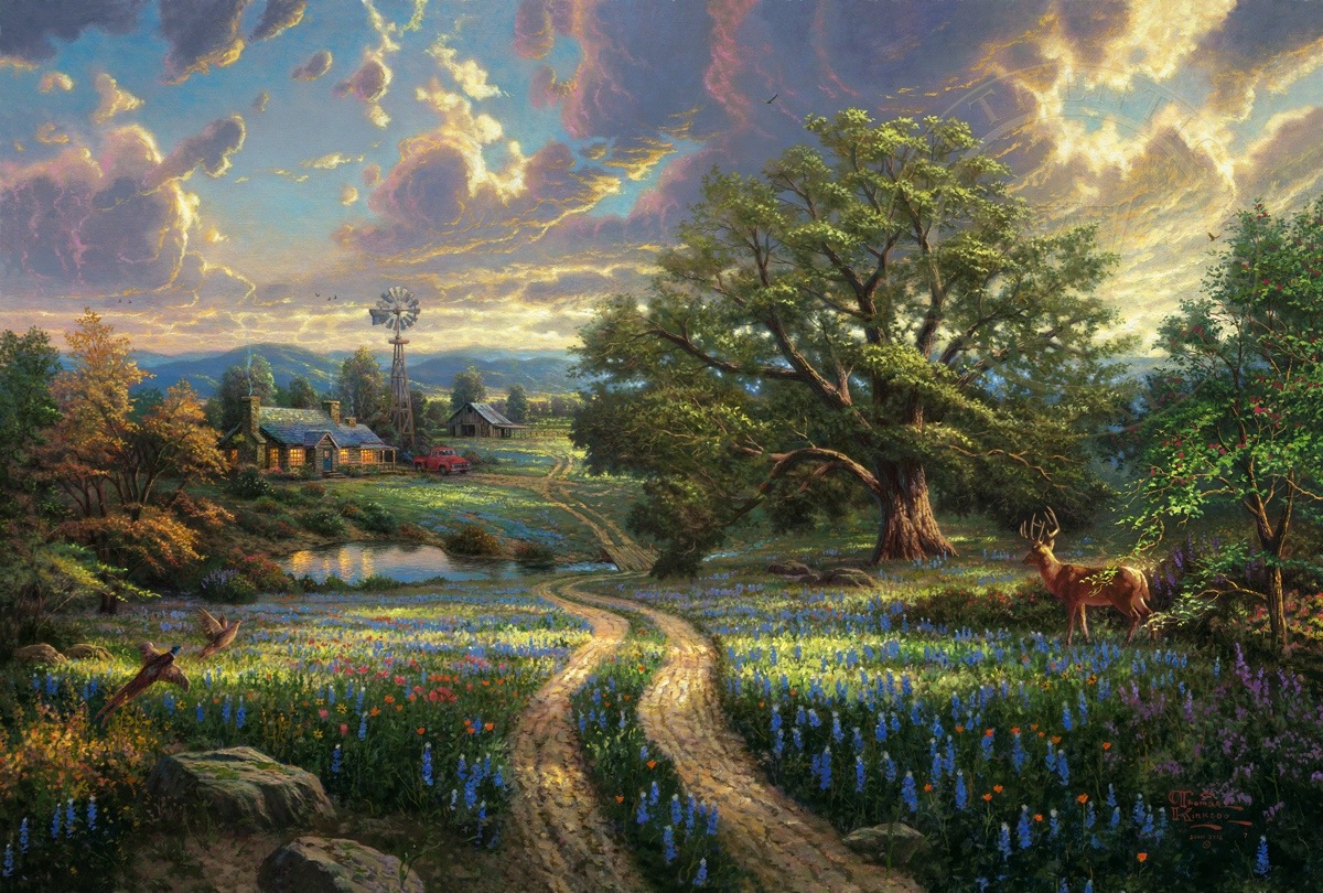 Thomas Kinkade Signed and Numbered Limited Edition Hand Embellished Canvas:"Country Living"