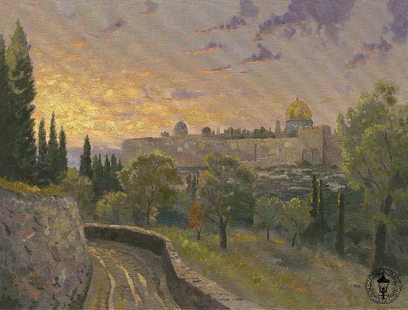 Thomas Kinkade Signed and Numbered Limited Edition Canvas: "Jerusalem Sunset"