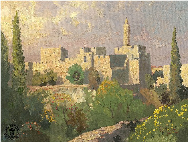 Thomas Kinkade Signed and Numbered Limited Edition Canvas: "Tower of David"