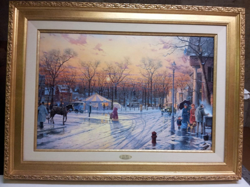 Thomas Kinkade Signed and Numbered Limited Edition Canvas: "Town Square"