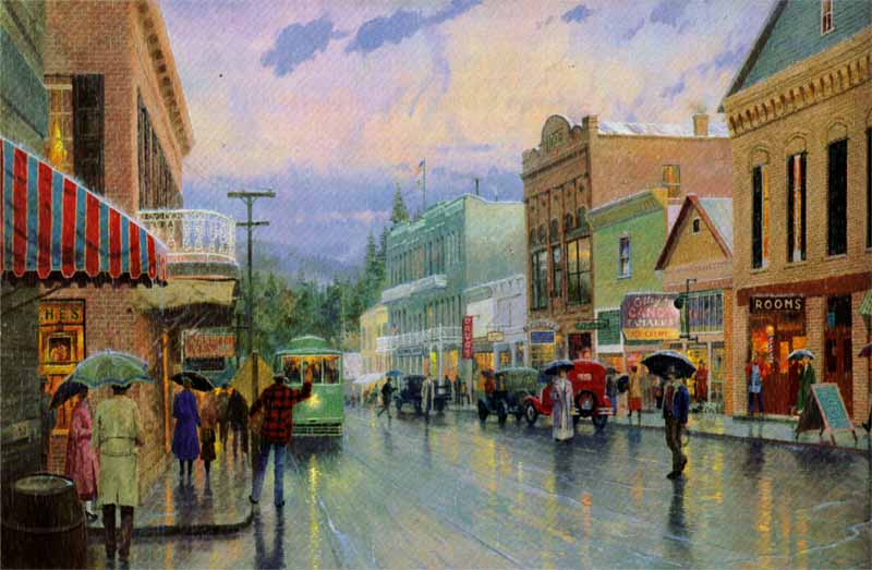 Thomas Kinkade Signed and Numbered Limited Edition Canvast:"Main Street Trolley"