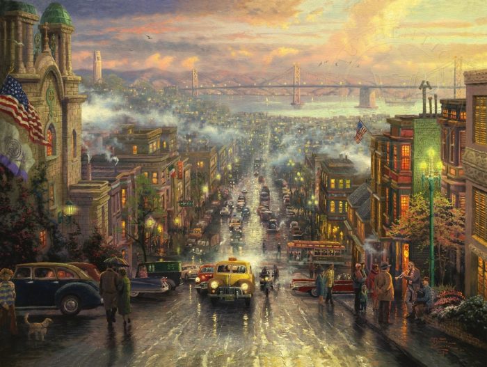 Thomas Kinkade Signed and Numbered Limited Edition Embellished Canvas:"The Heart of San Francisco"