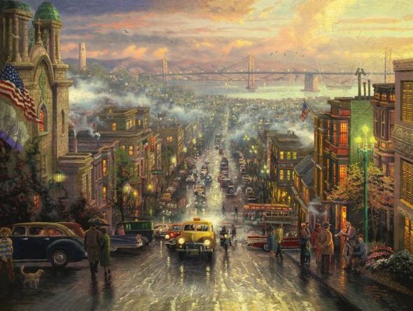 Thomas Kinkade Signed and Numbered Limited Edition Embellished Canvas:"The Heart of San Francisco"