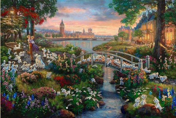 Thomas Kinkade Signed and Numbered Limited Edition Giclee Print and Hand Embellished Canvas:"101 Dalmatians"