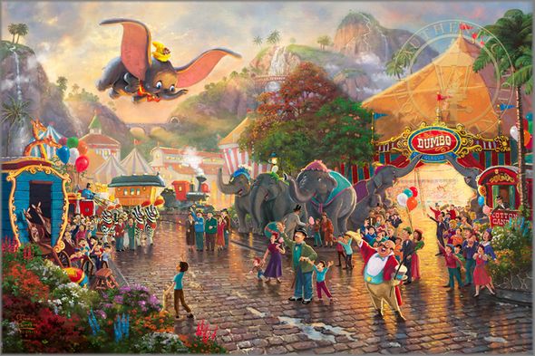 Thomas Kinkade Signed and Numbered Limited Edition Giclee Print and Hand Embellished Canvas:"Disney Dumbo"
