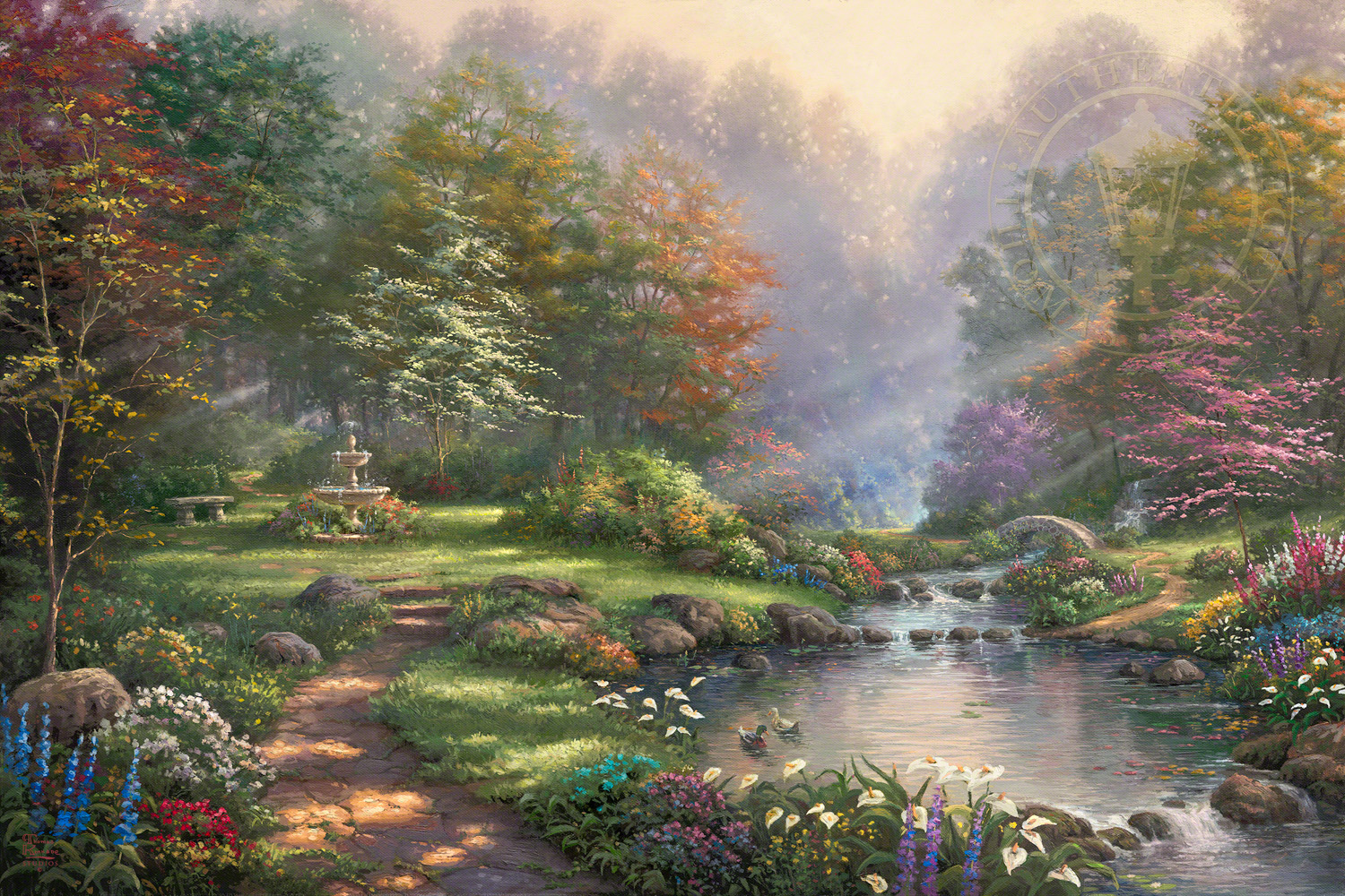 Thomas Kinkade Signed and Numbered Limited Edition Giclee Print and Hand Embellished Canvas:"Reflections of Faith"