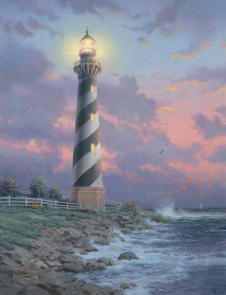 Thomas Kinkade Signed and Numbered Limited Edition Hand Embellished Canvas:"Cape Hatteras Light" (Lighthouse Landmarks Series)