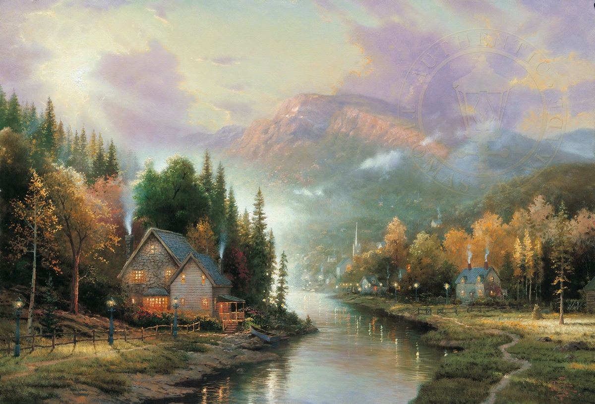 Thomas Kinkade Limited Edition Hand Embellished Canvas:"Simpler Times"