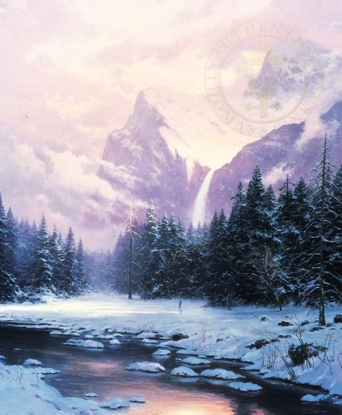 Thomas Kinkade Signed and Numbered Limited Edition Hand Embellished Canvas:"The Glory Of Winter"
