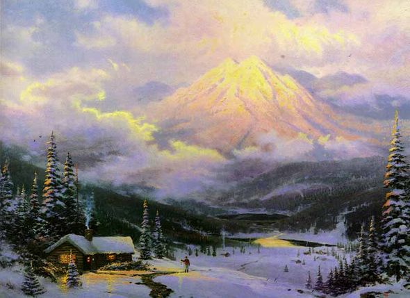 Thomas Kinkade Limited Edition Hand Embellished Canvas: "The Warmth of Home"