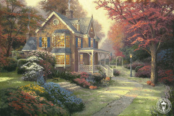 Thomas Kinkade Signed and Numbered Limited Edition Hand Embellished Canvas:"Victorian Autumn"
