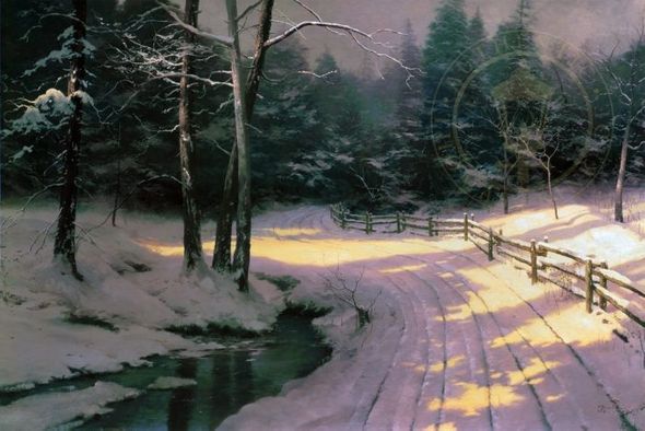 Thomas Kinkade 24x36 Limited Edition Hand Embellished Canvas:"Winter Glen"