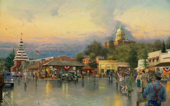 Thomas Kinkade Signed and Numbered Limited Edition Print: and Canvas "Main Street Courthouse"