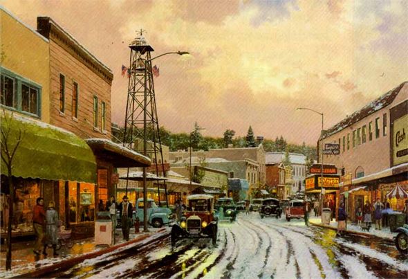 Thomas Kinkade Signed and Numbered Limited Edition Canvas:"Main Street Matinee"