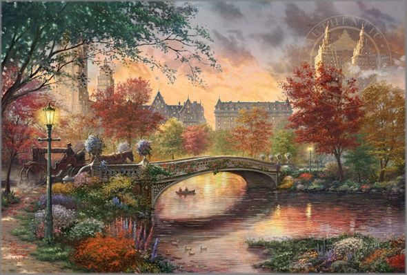 Thomas Kinkade Signed and Numbered Limited Edition Print and Hand Embellished Canvas:"Autumn in New York"