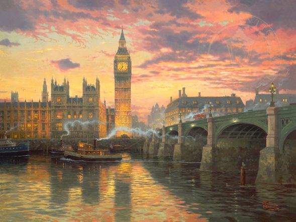 Thomas Kinkade Signed and Numbered Limited Edition Print and Hand Embellished Canvas: "London"