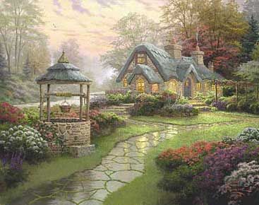 Thomas Kinkade Signed and Numbered Limited Edition Print and Hand Embellished Canvas:"Make a Wish Cottage"