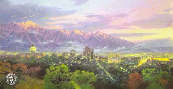 Thomas Kinkade Signed and Numbered Limited Edition Print and Hand Embellished Canvas: "Salt Lake, City of Lights"