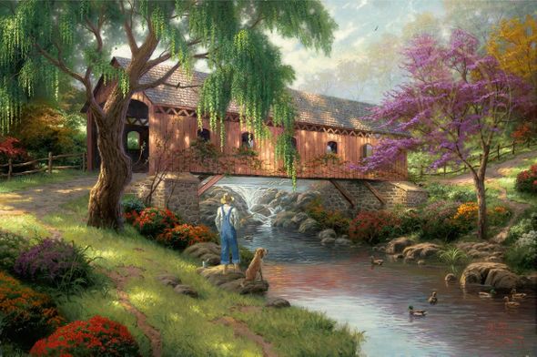 Thomas Kinkade Signed and Numbered Limited Edition:"The Ole Fishin' Hole"