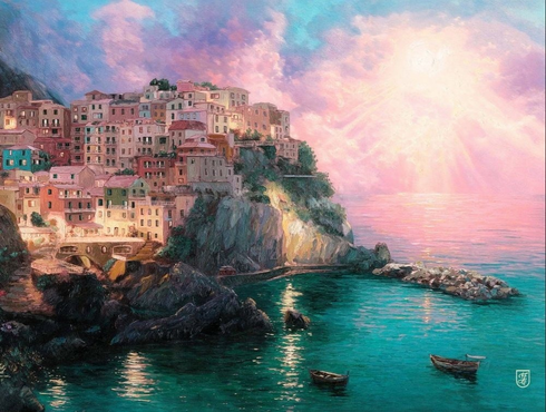 Francisco Caballero Signed Limited Edition Giclee Print:"Manarola Twilight "