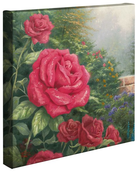 Thomas Kinkade Studios: "A Perfect Red Rose - 14' x 14' Gallery Wrapped Canvas"