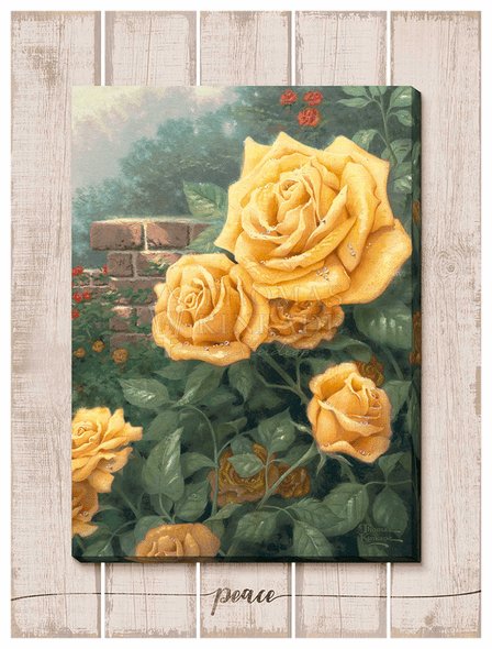 Thomas Kinkade Studios: "A Perfect Yellow Rose - 18' x 13' Wrapped Canvas on Pallet"