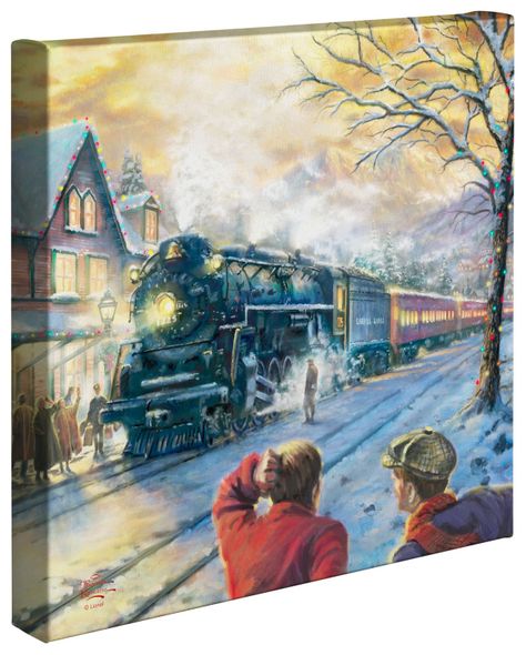 Thomas Kinkade Studios: "All Aboard for Christmas - 14' x 14' Gallery Wrapped Canvas"