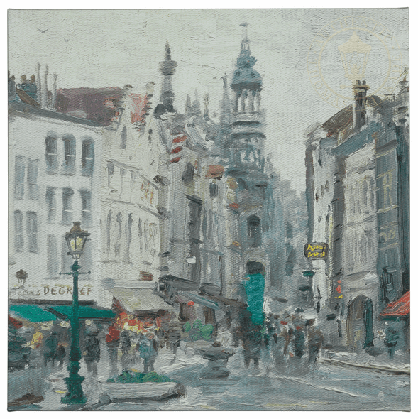 Thomas Kinkade Studios: "Brussels - 20' x 20' Gallery Wrapped Canvas"