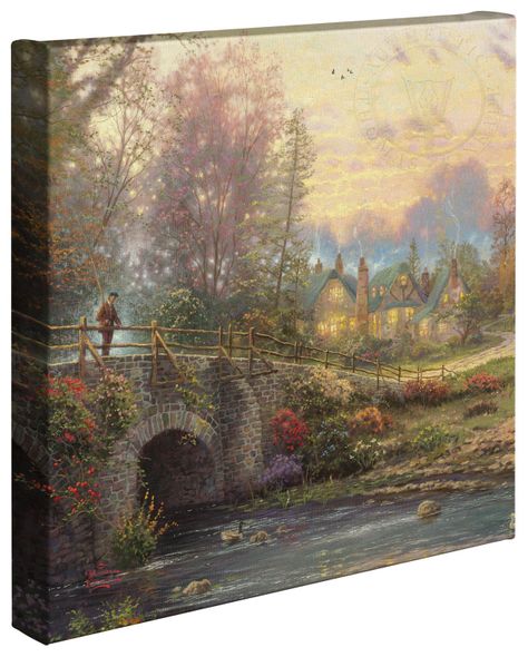 Thomas Kinkade Studios: "Cobblestone Evening - 14' x 14' Gallery Wrapped Canvas"